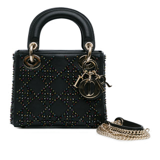 Dior Mini Beaded Lambskin Cannage Lady Dior