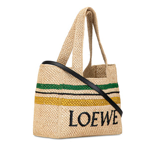 Loewe Paula's Ibiza Medium Raffia Striped Font Tote