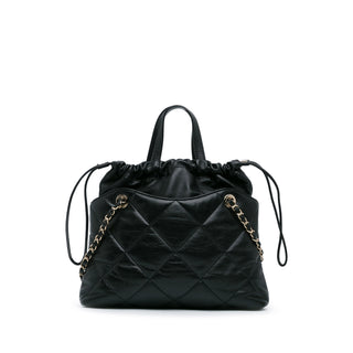 Chanel Small CC Quilted Lambskin Drawstring Shopping Tote