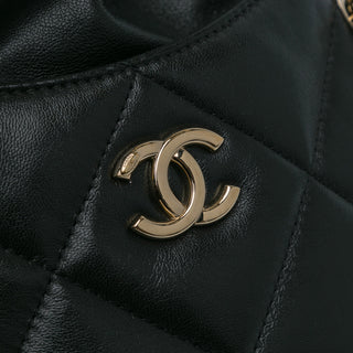 Chanel Small CC Quilted Lambskin Drawstring Shopping Tote