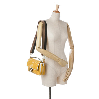 Fendi Sarah Coleman FF Canvas Fisheye Baguette Satchel