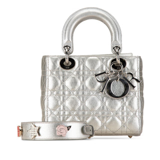 Dior Small Metallic Grained Calfskin Cannage Lucky Badges My Lady Dior