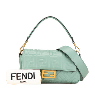 Fendi Zucca Embossed Baguette Satchel