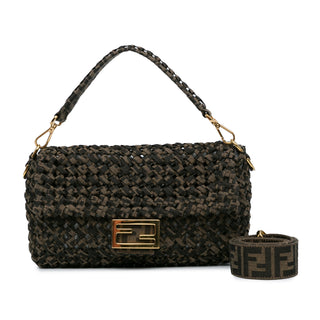 Fendi Interlaced Canvas Zucca Baguette Satchel