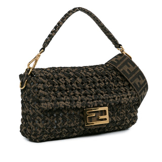 Fendi Interlaced Canvas Zucca Baguette Satchel