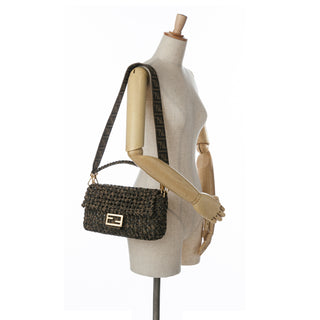 Fendi Interlaced Canvas Zucca Baguette Satchel