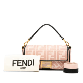 Fendi Zucca Embroidered Baguette Satchel