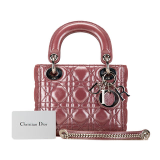 Lady Dior Mini Metallic Lambskin Cannage Lady Dior