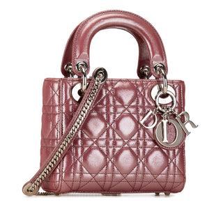 Lady Dior Mini Metallic Lambskin Cannage Lady Dior