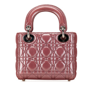 Lady Dior Mini Metallic Lambskin Cannage Lady Dior